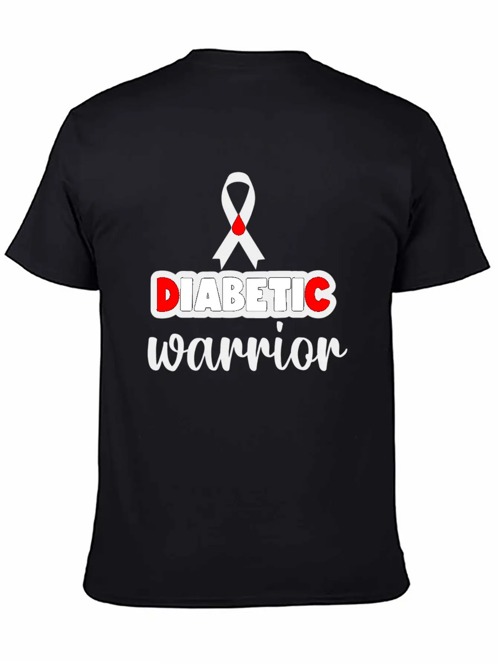 Diabetic Warrior Cancer Ribbon Diabetes Awareness Unisex Short Sleeve Soft Cotton T-Shirt – Casual Everyday Wear