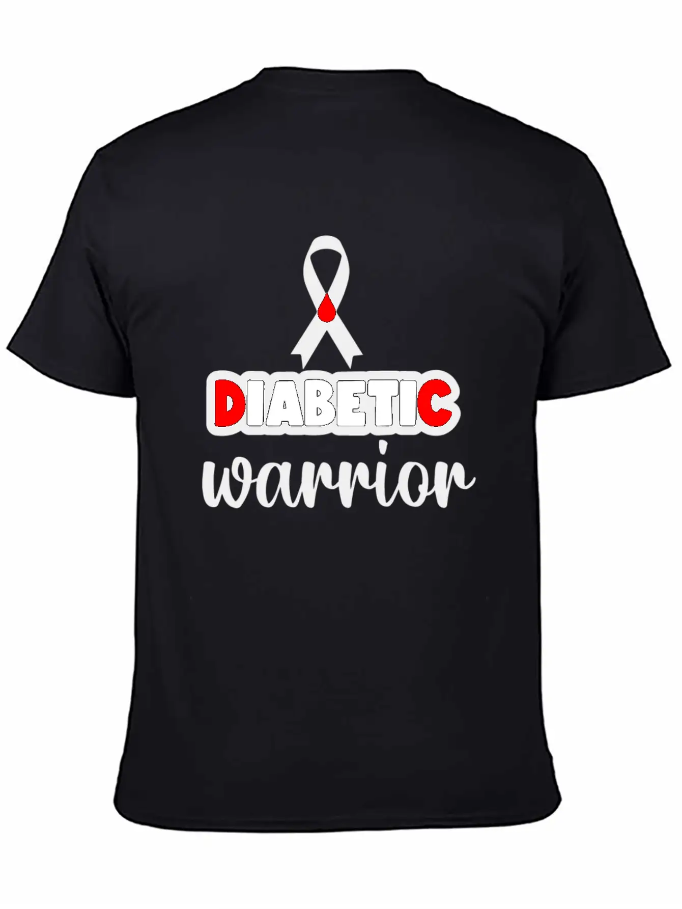 Diabetic Warrior Cancer Ribbon Diabetes Awareness Unisex Short Sleeve Soft Cotton T-Shirt – Casual Everyday Wear