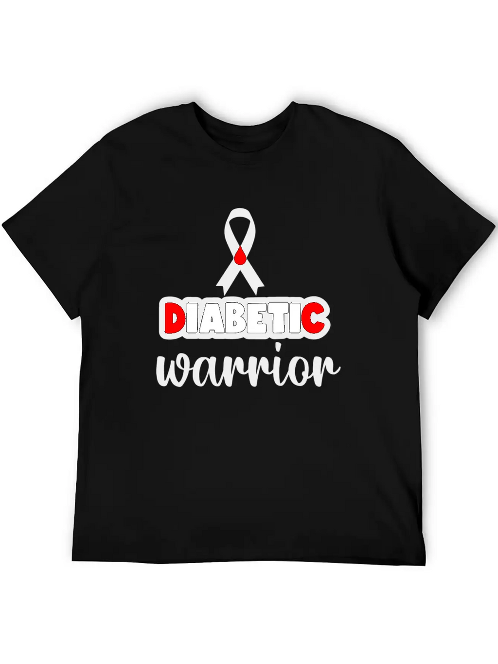 Diabetic Warrior Cancer Ribbon Diabetes Awareness Unisex Short Sleeve Soft Cotton T-Shirt – Casual Everyday Wear