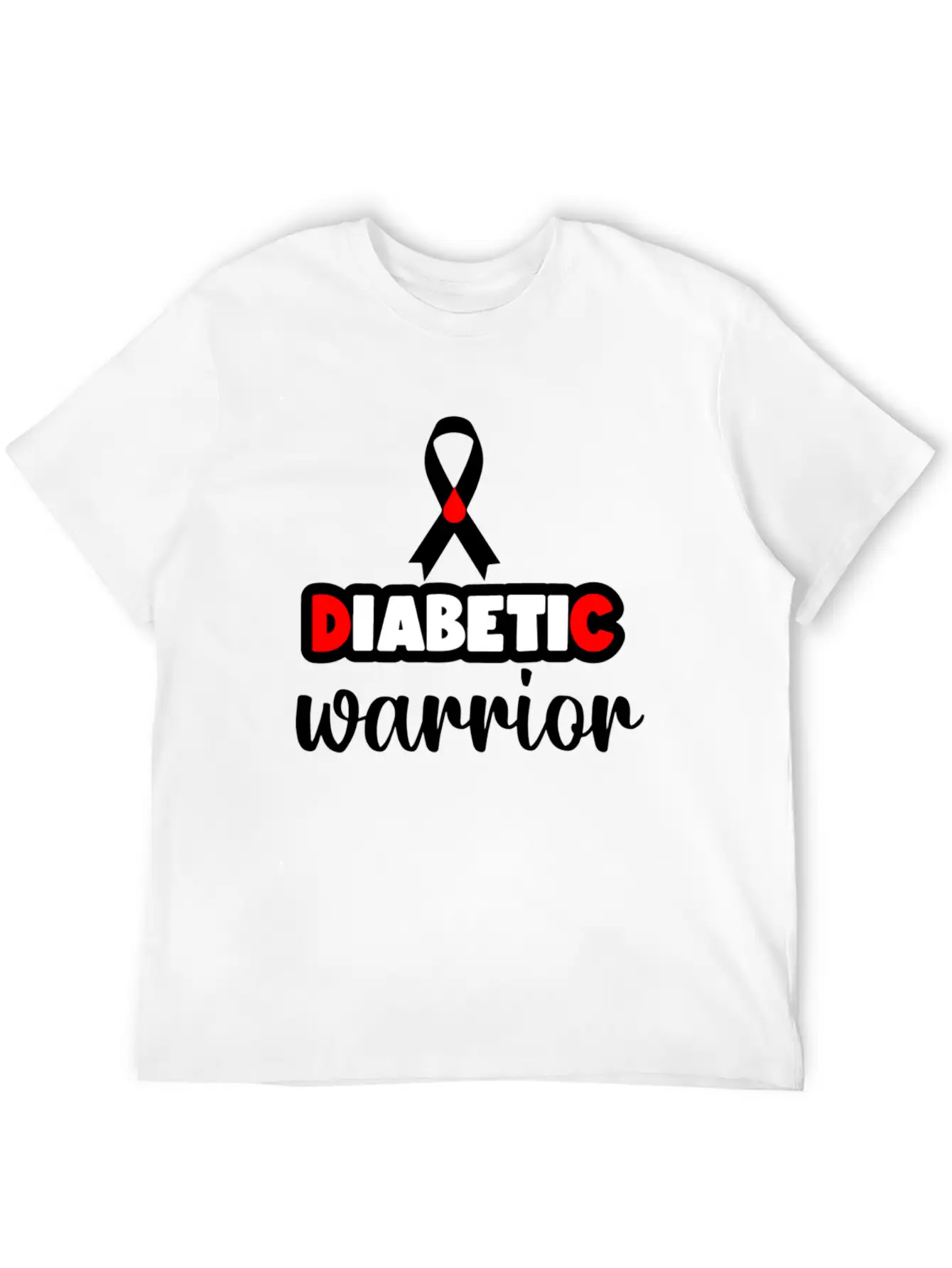Diabetic Warrior Cancer Ribbon Diabetes Awareness Unisex Short Sleeve Soft Cotton T-Shirt – Casual Everyday Wear