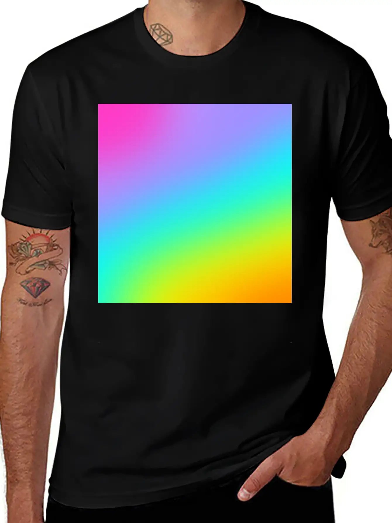 Diagonal Bright Rainbow Gradient Breathable Soft Cotton T-Shirt – Timeless Casual Look