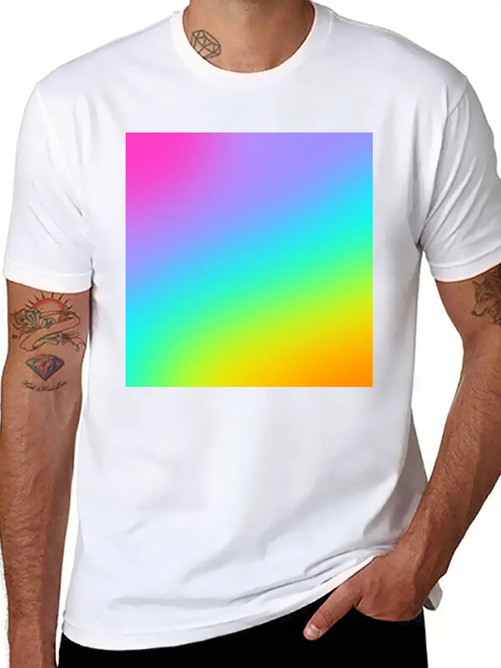 Diagonal Bright Rainbow Gradient Breathable Soft Cotton T-Shirt – Timeless Casual Look