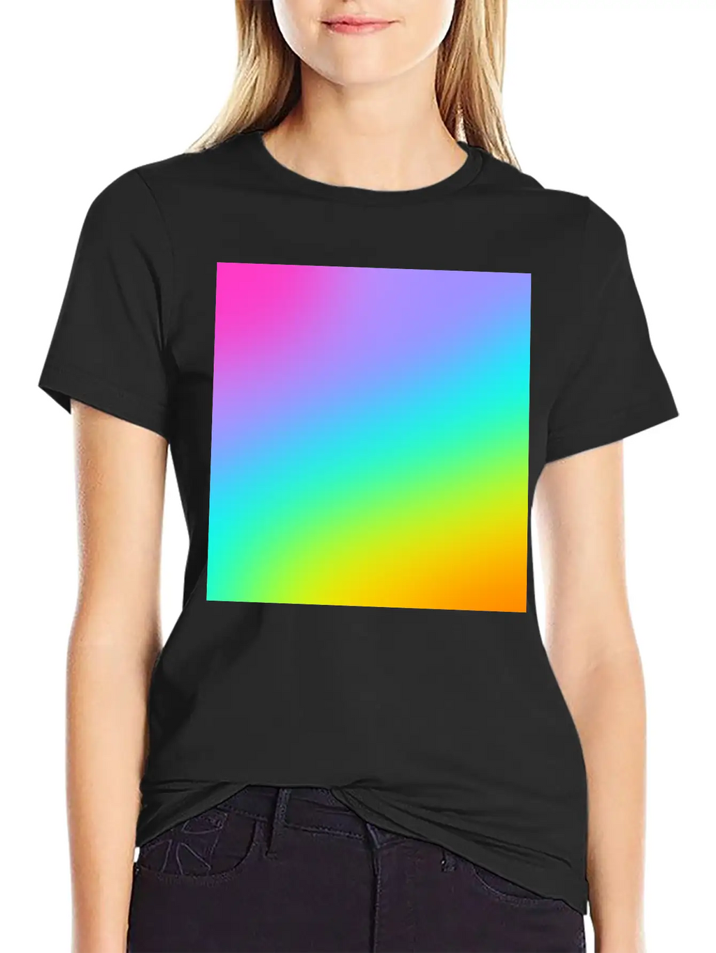 Diagonal Bright Rainbow Gradient Breathable Soft Cotton T-Shirt – Timeless Casual Look
