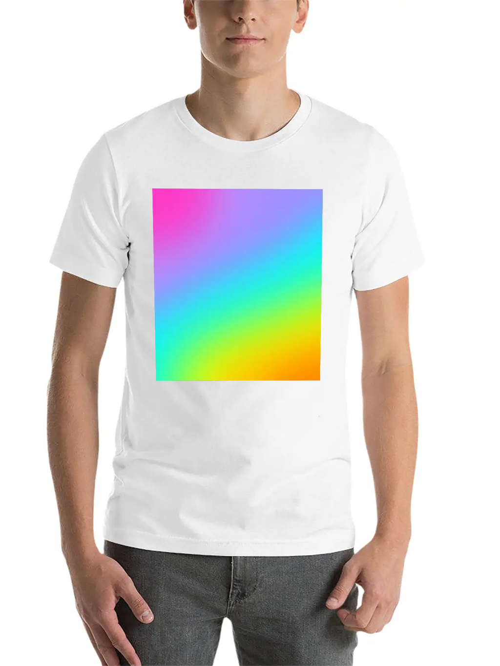 Diagonal Bright Rainbow Gradient Breathable Soft Cotton T-Shirt – Timeless Casual Look