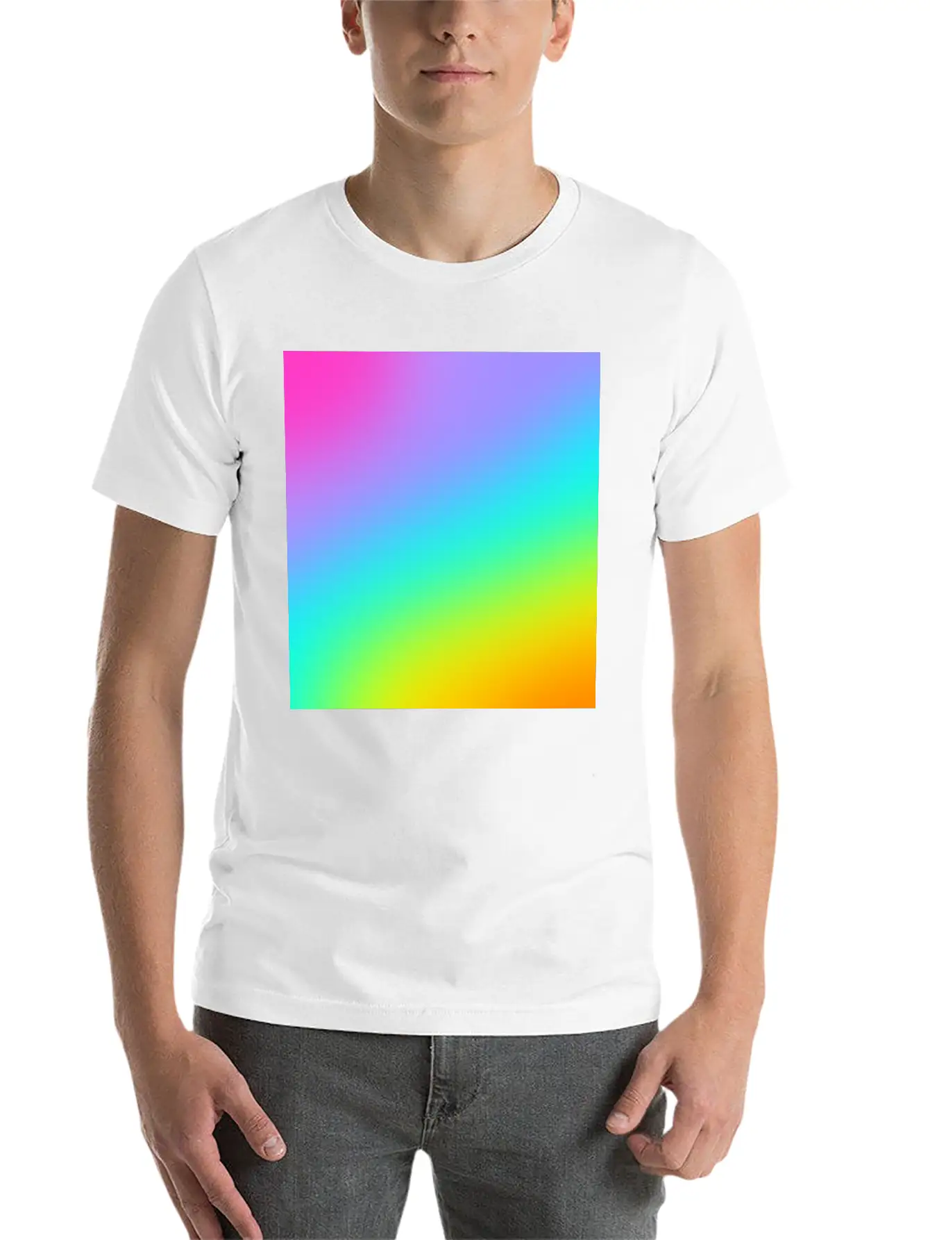 Diagonal Bright Rainbow Gradient Breathable Soft Cotton T-Shirt – Timeless Casual Look