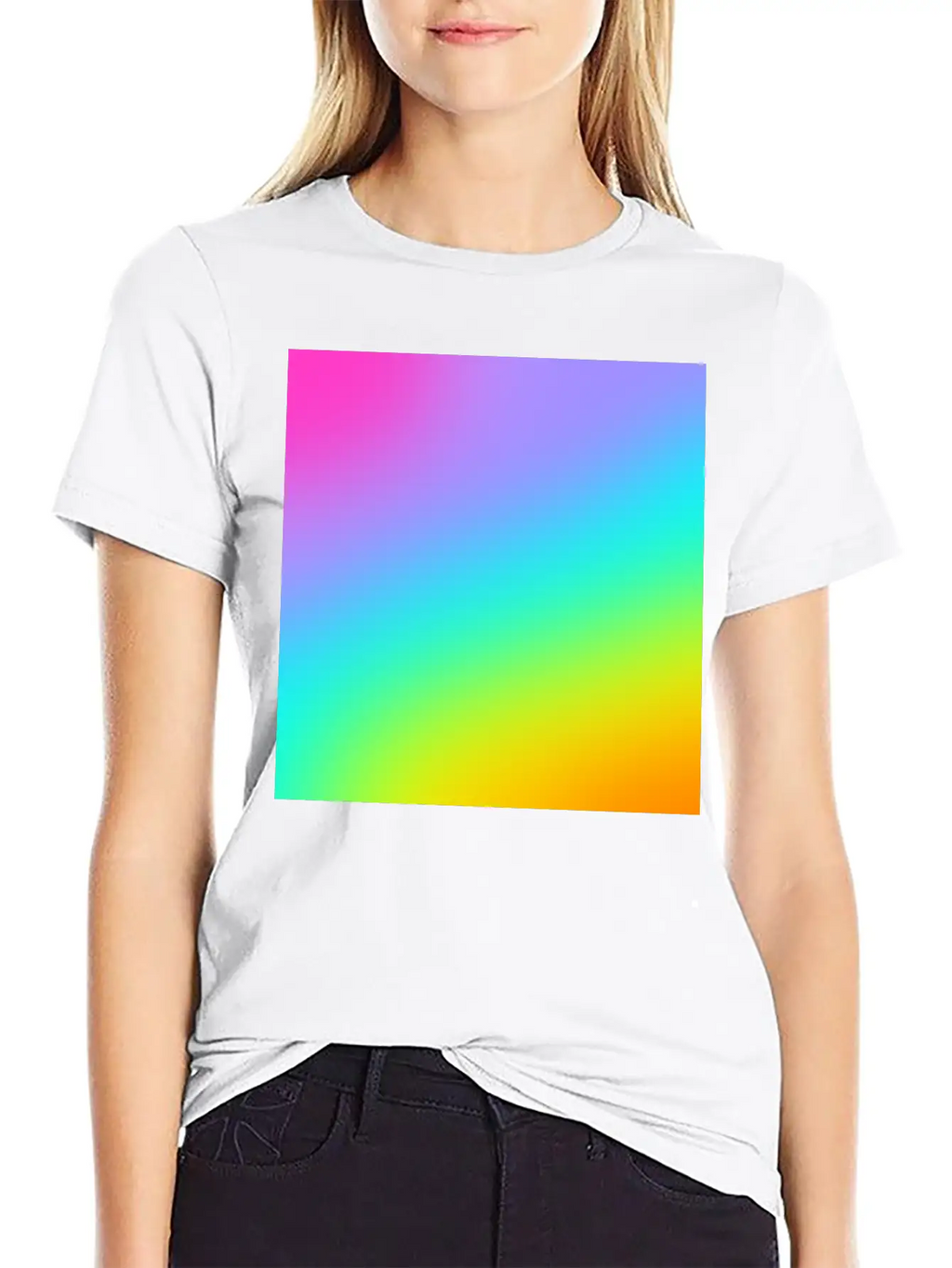Diagonal Bright Rainbow Gradient Breathable Soft Cotton T-Shirt – Timeless Casual Look