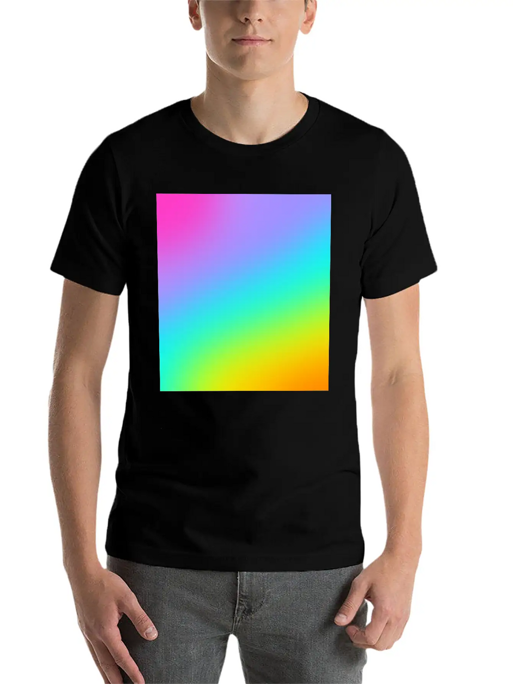 Diagonal Bright Rainbow Gradient Breathable Soft Cotton T-Shirt – Timeless Casual Look