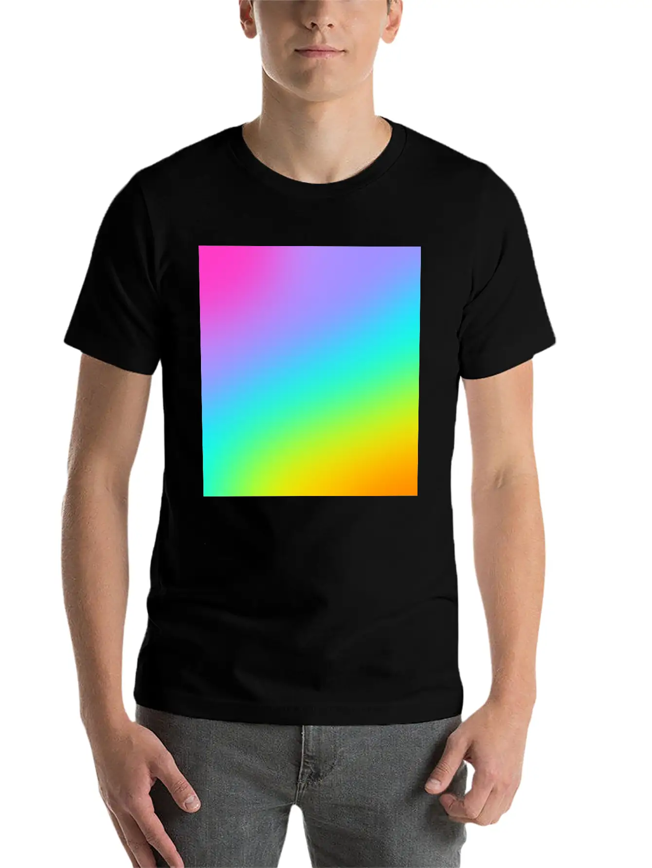 Diagonal Bright Rainbow Gradient Breathable Soft Cotton T-Shirt – Timeless Casual Look