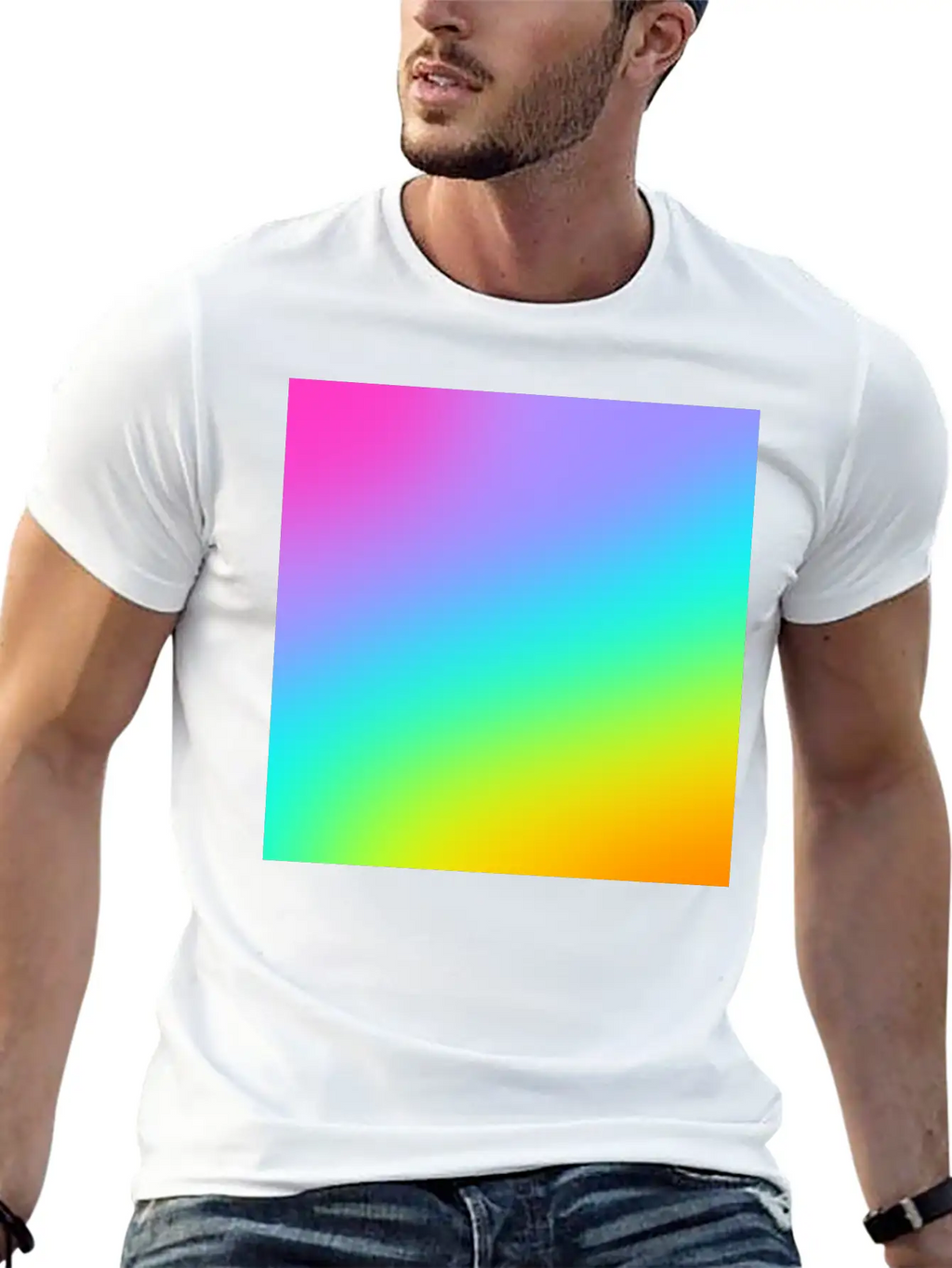 Diagonal Bright Rainbow Gradient Breathable Soft Cotton T-Shirt – Timeless Casual Look