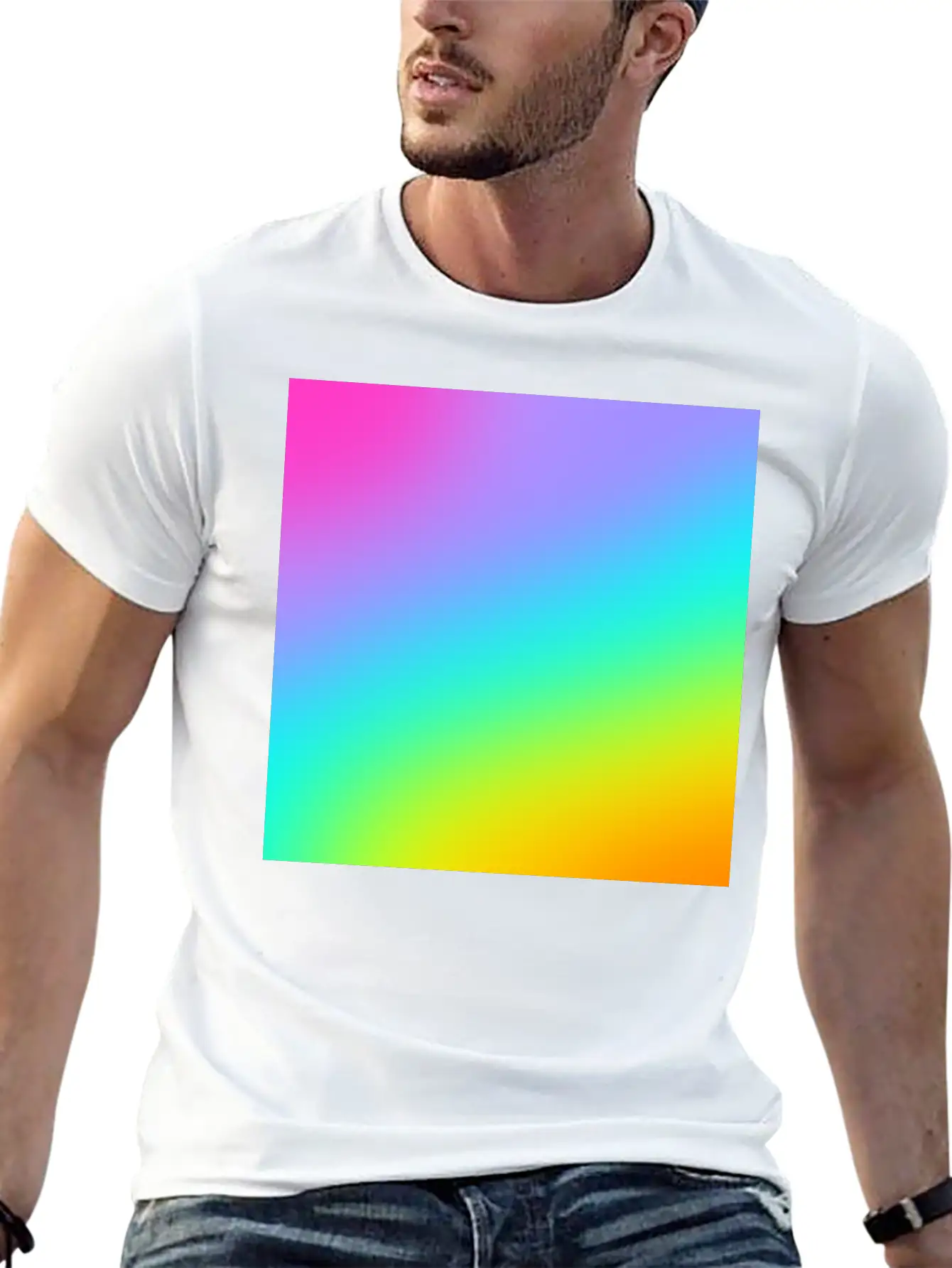Diagonal Bright Rainbow Gradient Breathable Soft Cotton T-Shirt – Timeless Casual Look