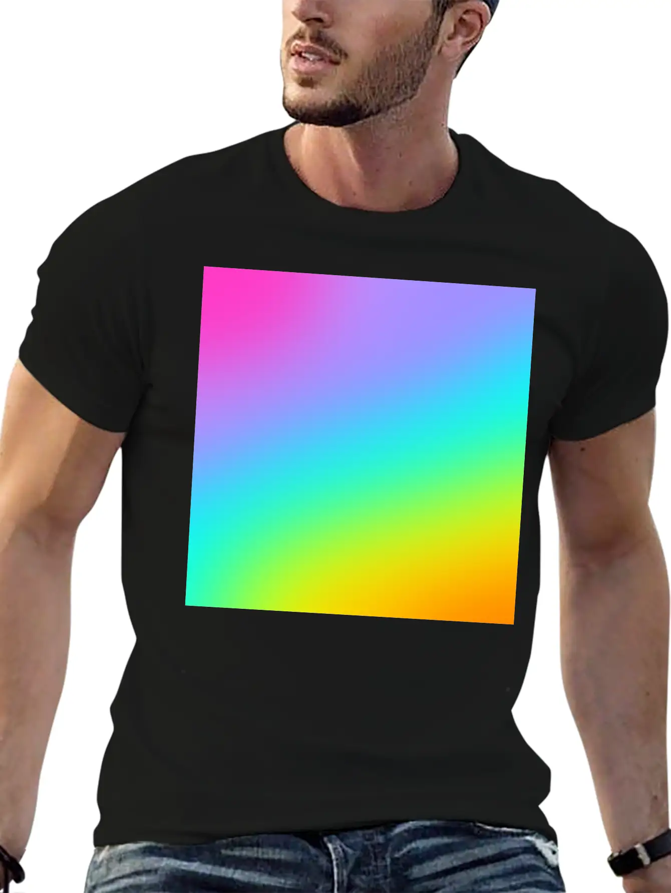 Diagonal Bright Rainbow Gradient Breathable Soft Cotton T-Shirt – Timeless Casual Look