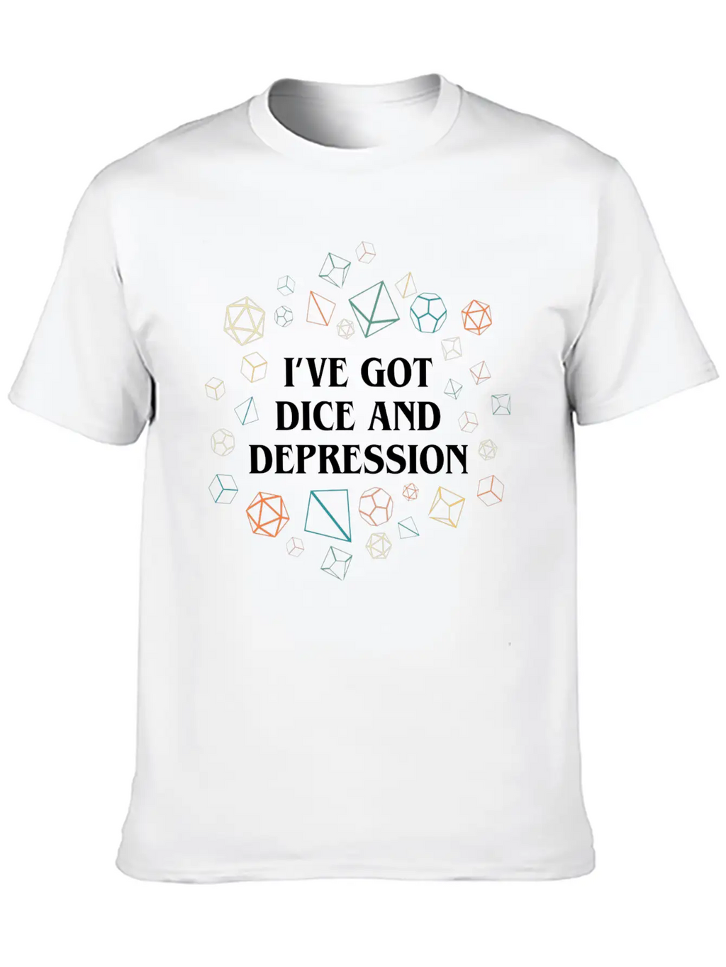 Dice And Depression Funny Tabletop RPG Nostalgia Essential Cotton Tee For Daily Outfits – Unisex Style