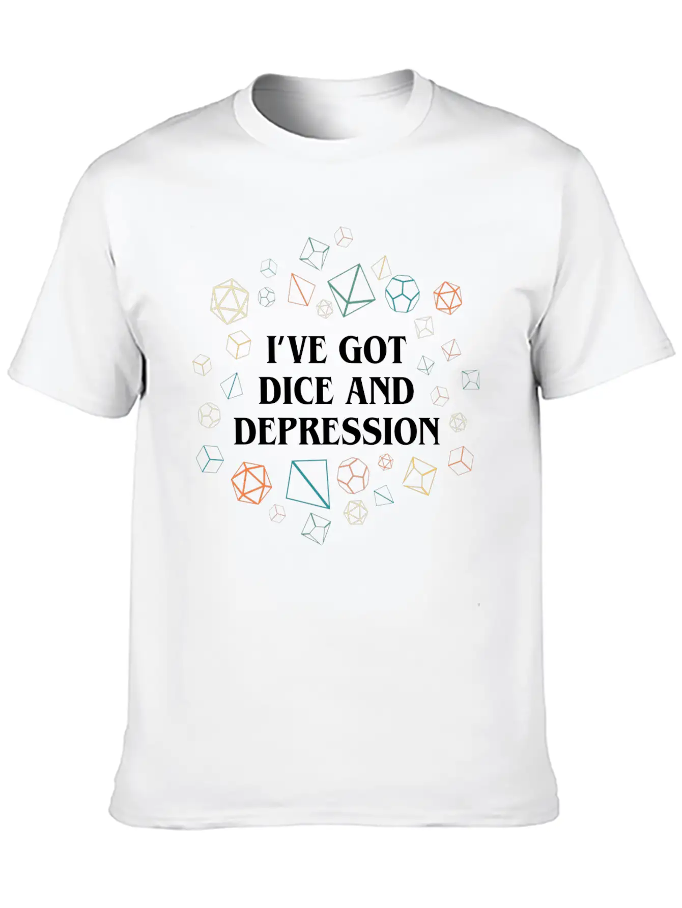 Dice And Depression Funny Tabletop RPG Nostalgia Essential Cotton Tee For Daily Outfits – Unisex Style