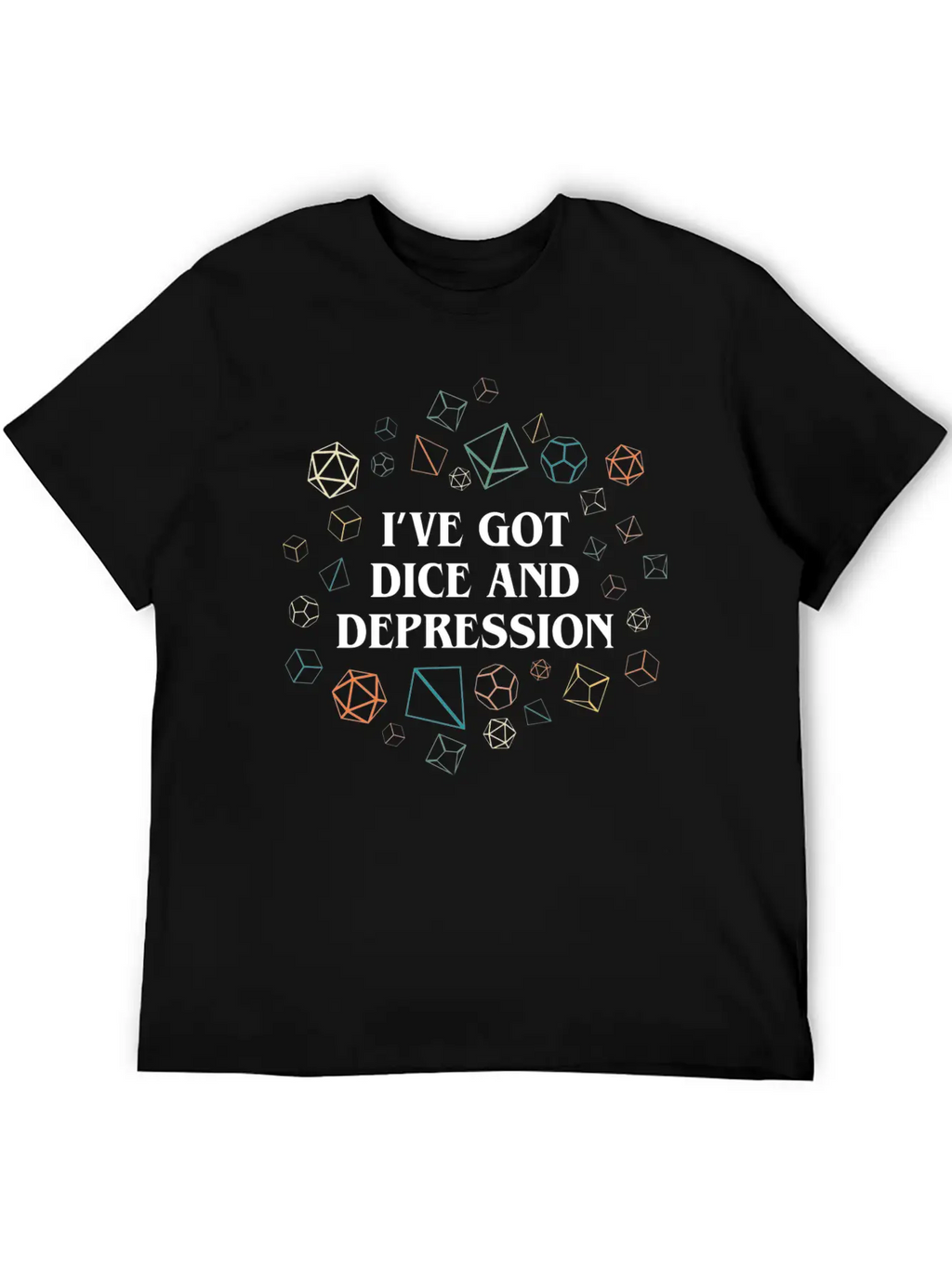 Dice And Depression Funny Tabletop RPG Nostalgia Essential Cotton Tee For Daily Outfits – Unisex Style