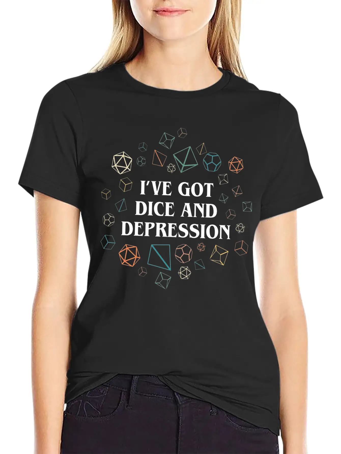 Dice And Depression Funny Tabletop RPG Nostalgia Essential Cotton Tee For Daily Outfits – Unisex Style