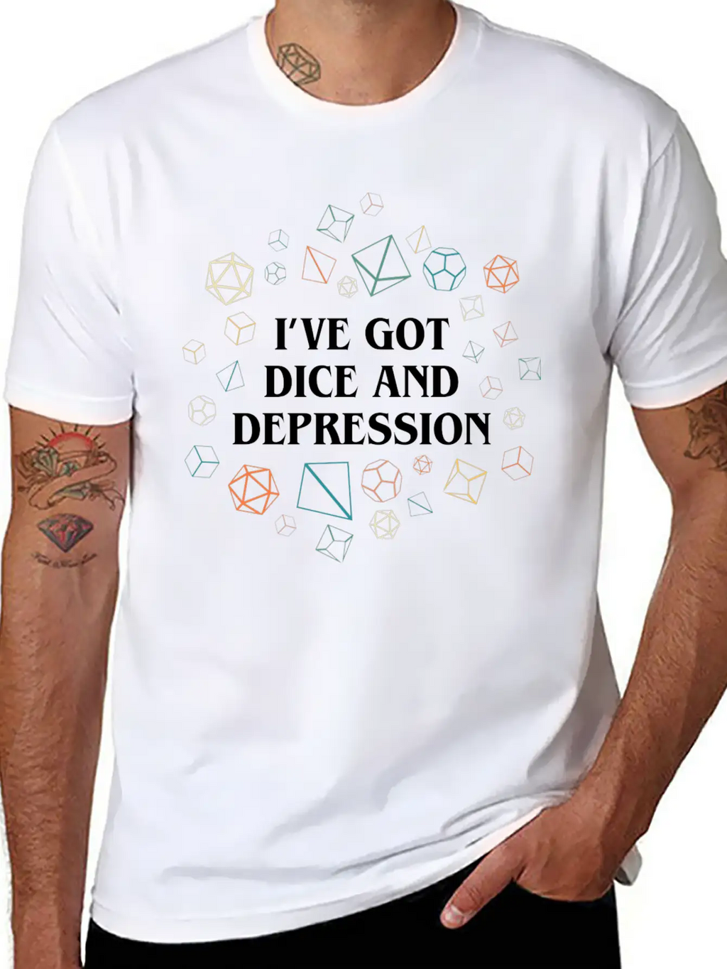 Dice And Depression Funny Tabletop RPG Nostalgia Essential Cotton Tee For Daily Outfits – Unisex Style