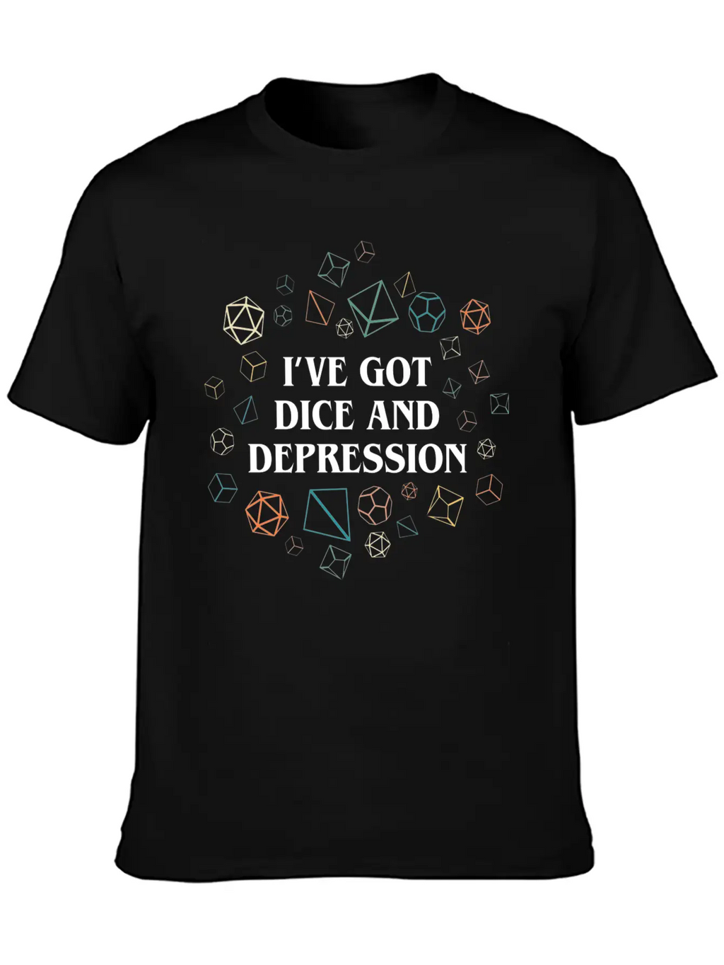 Dice And Depression Funny Tabletop RPG Nostalgia Essential Cotton Tee For Daily Outfits – Unisex Style