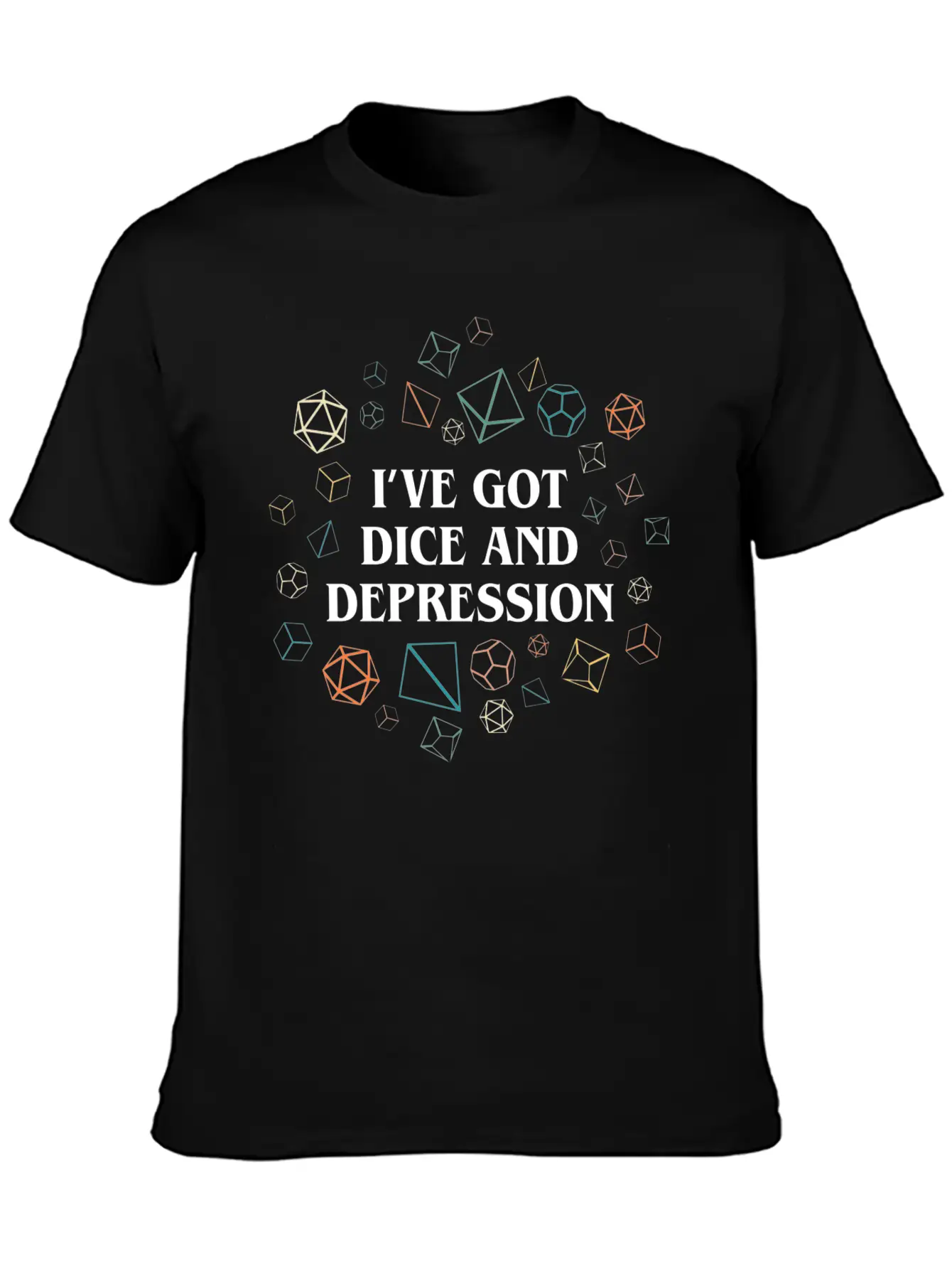 Dice And Depression Funny Tabletop RPG Nostalgia Essential Cotton Tee For Daily Outfits – Unisex Style