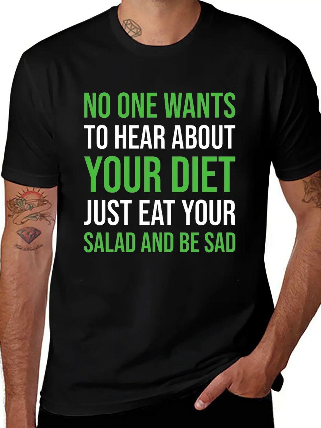 Diet Nutrition Parody Funny Unisex Short Sleeve Soft Cotton T-Shirt – Casual Everyday Wear