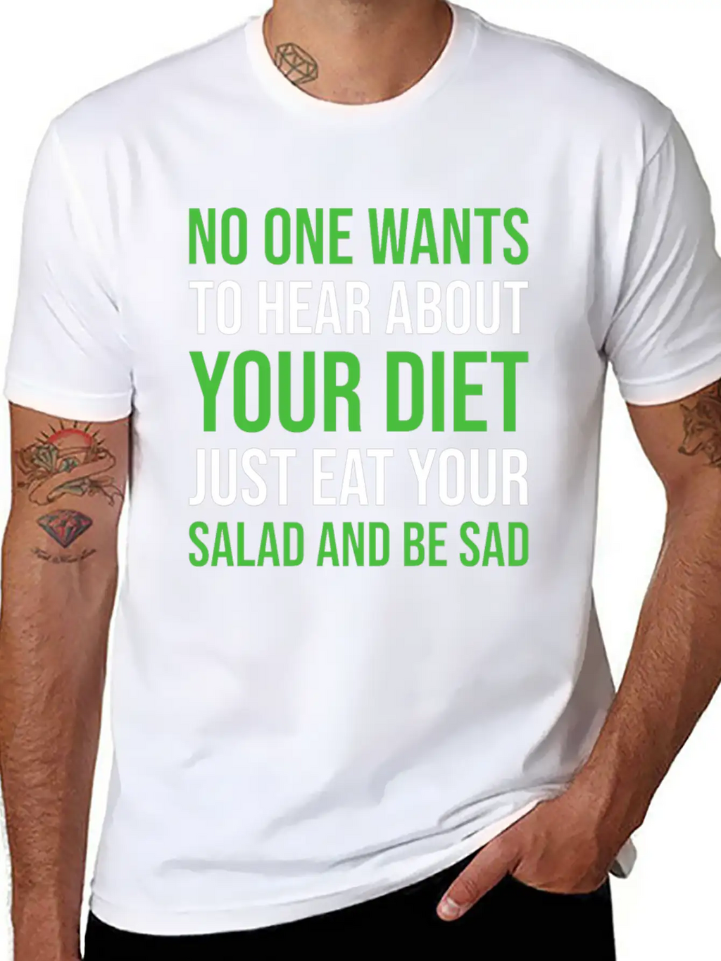 Diet Nutrition Parody Funny Unisex Short Sleeve Soft Cotton T-Shirt – Casual Everyday Wear