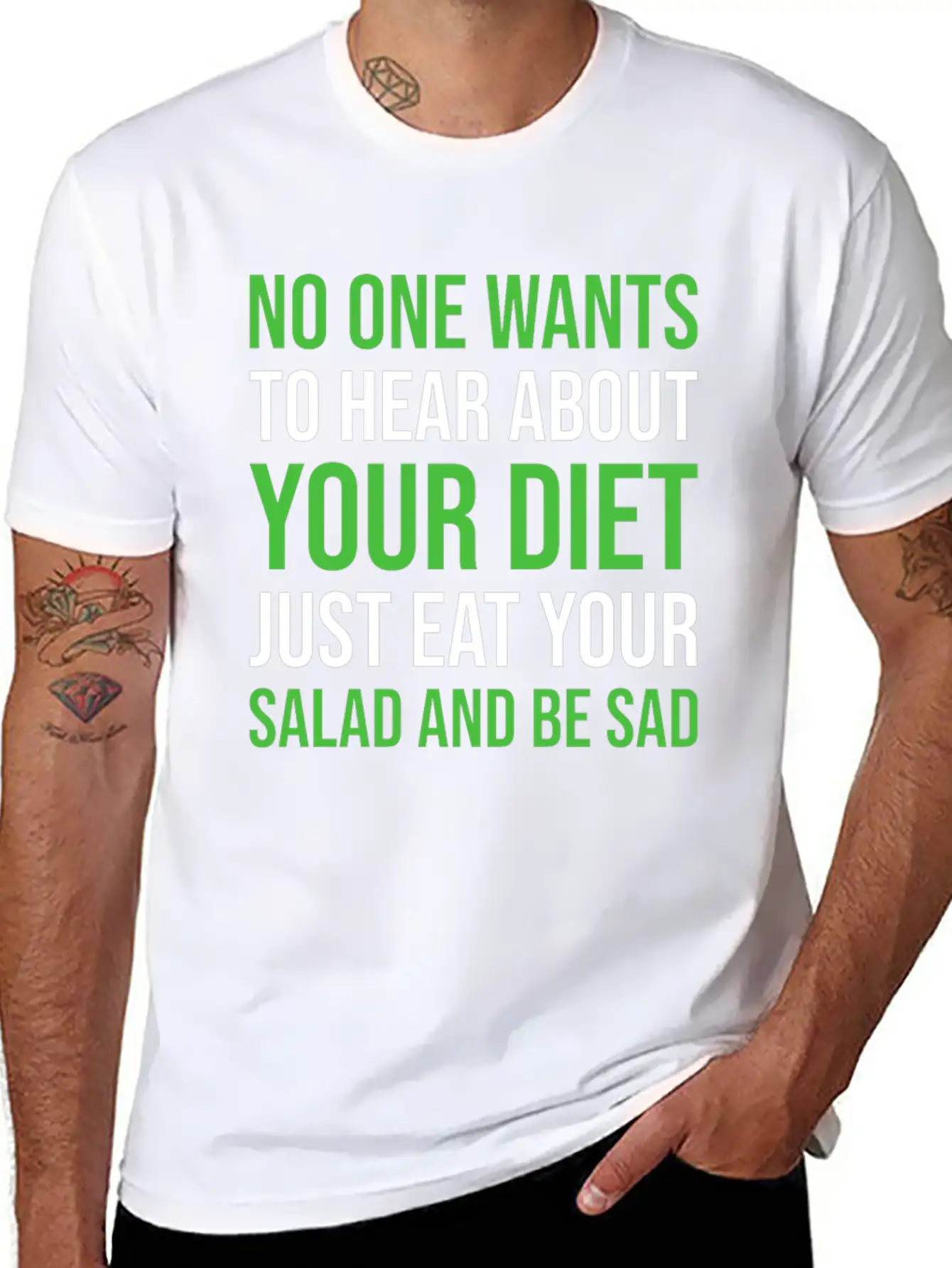 Diet Nutrition Parody Funny Unisex Short Sleeve Soft Cotton T-Shirt – Casual Everyday Wear