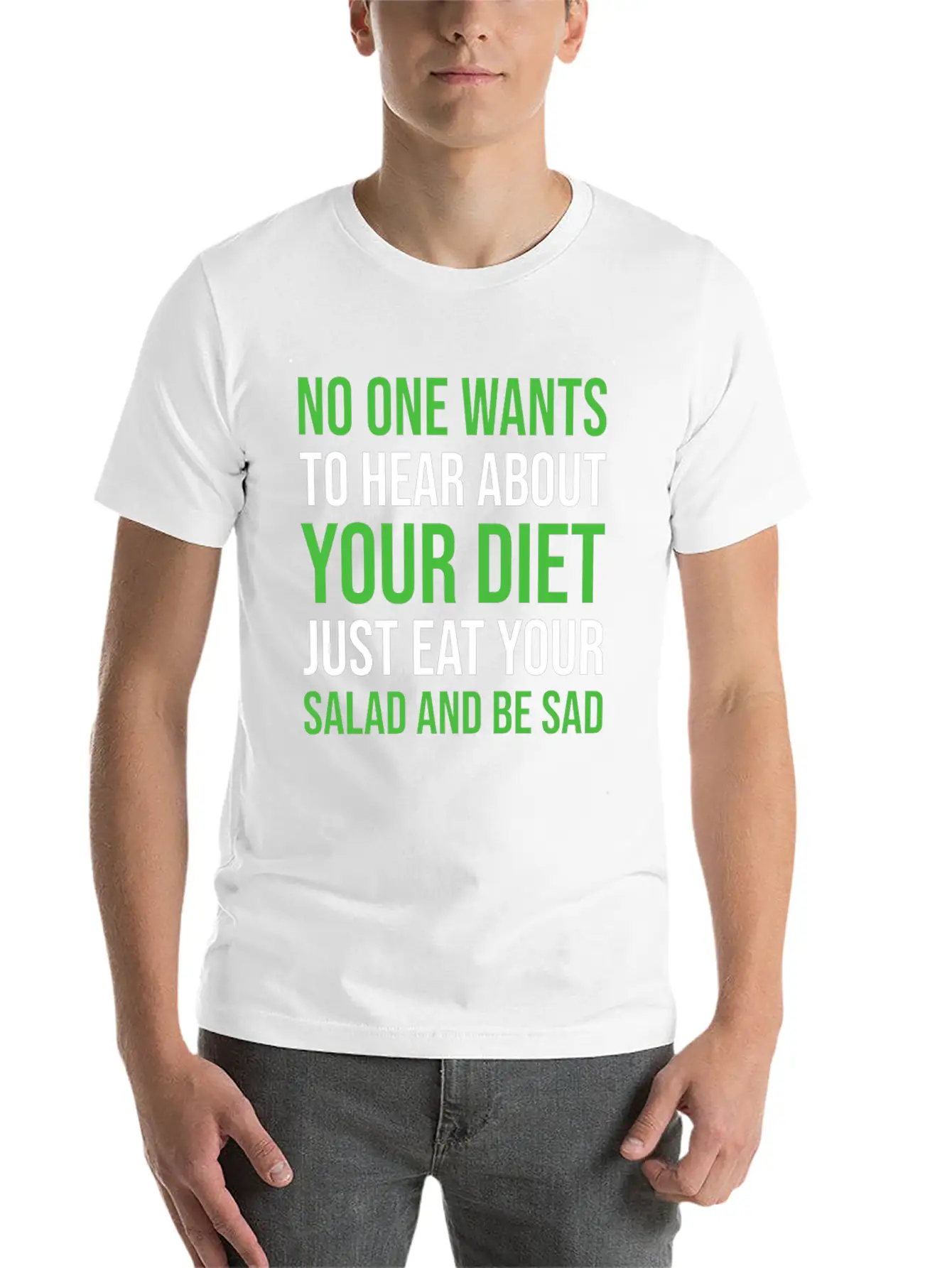 Diet Nutrition Parody Funny Unisex Short Sleeve Soft Cotton T-Shirt – Casual Everyday Wear