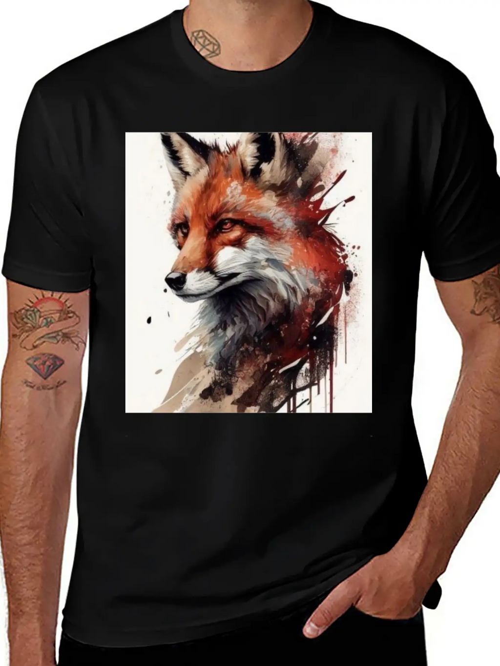 Digital Art Fox Stylish Everyday T-Shirt – Unisex Basic Cotton Tee