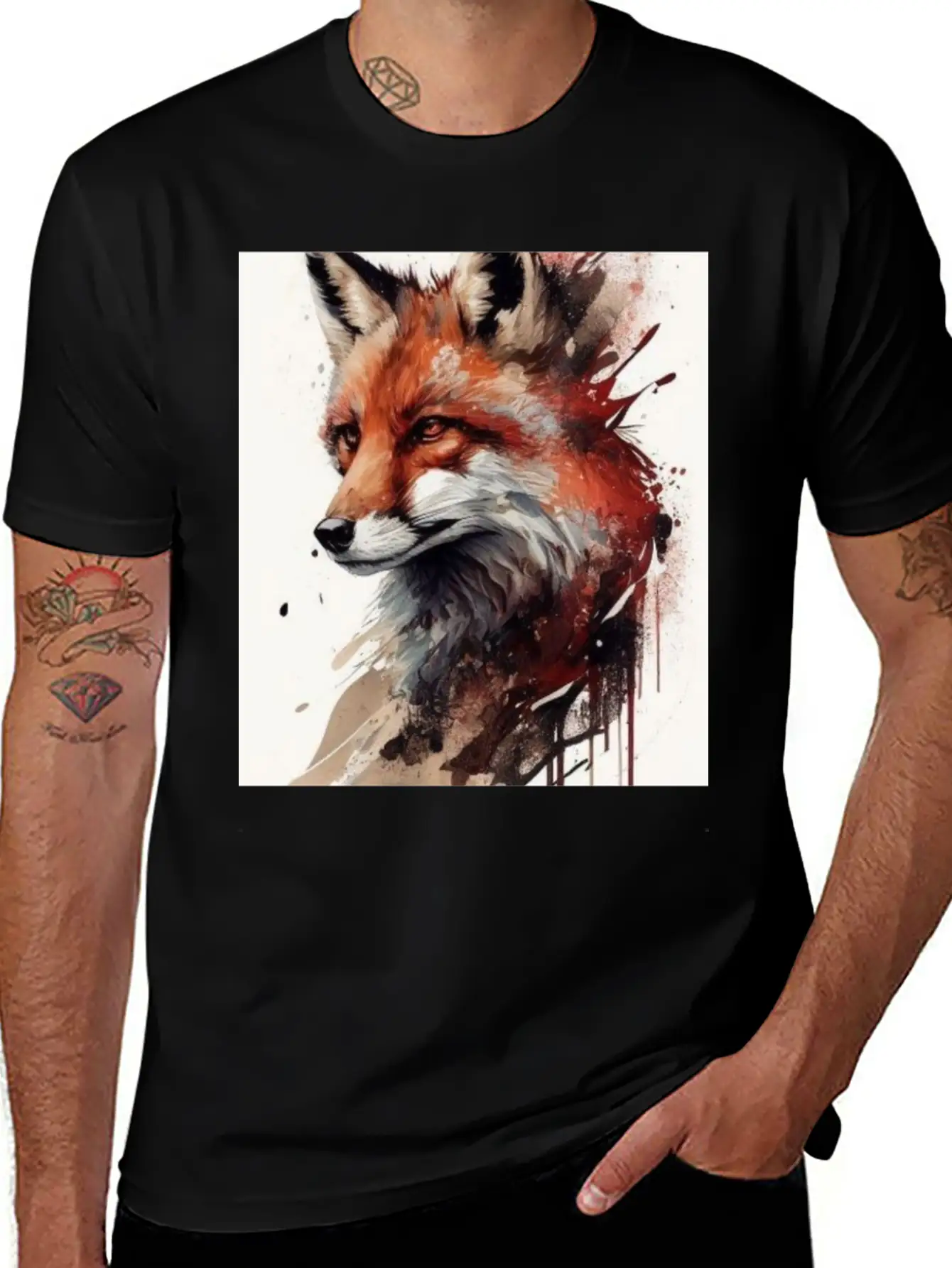 Digital Art Fox Stylish Everyday T-Shirt – Unisex Basic Cotton Tee
