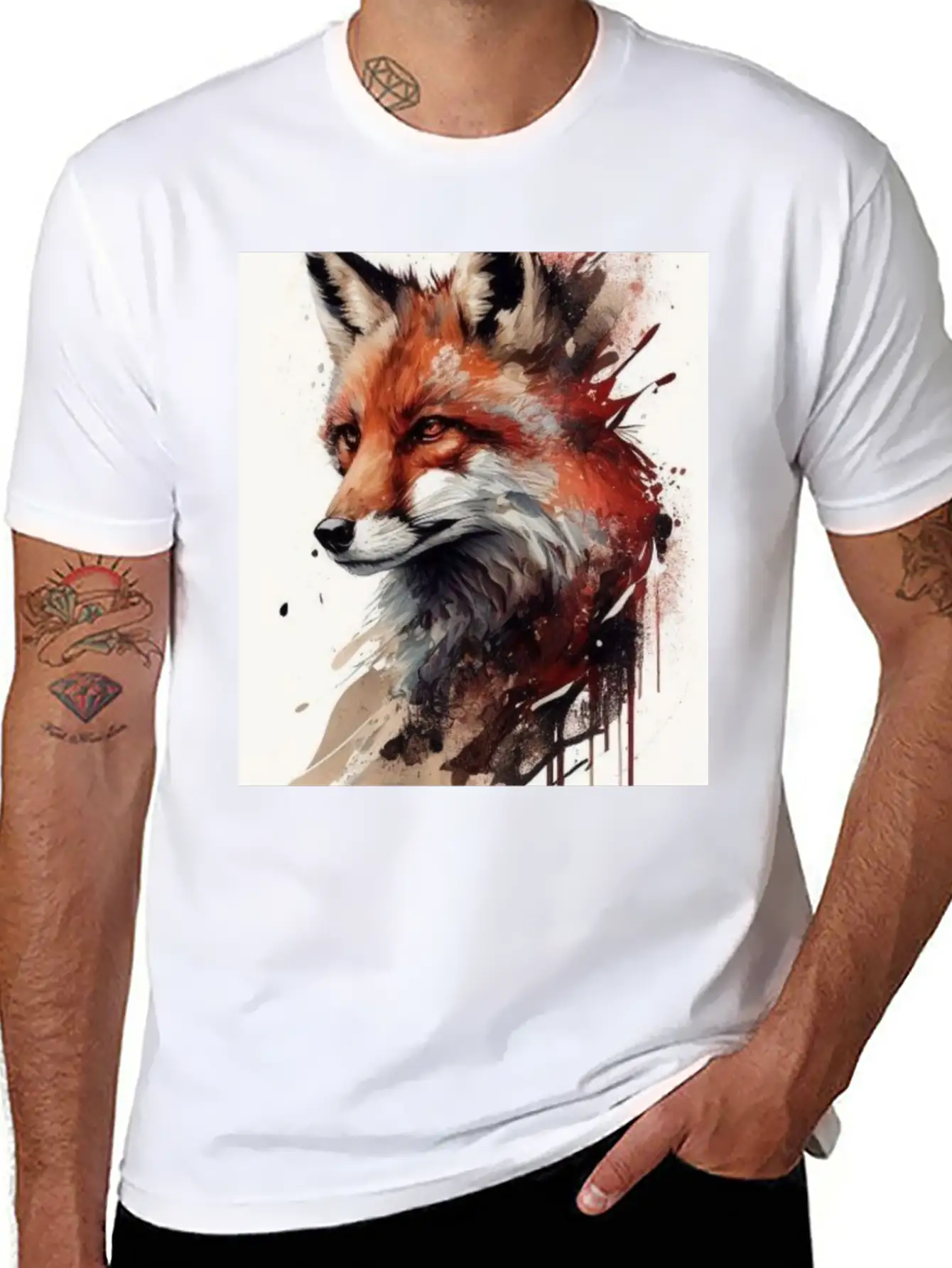 Digital Art Fox Stylish Everyday T-Shirt – Unisex Basic Cotton Tee