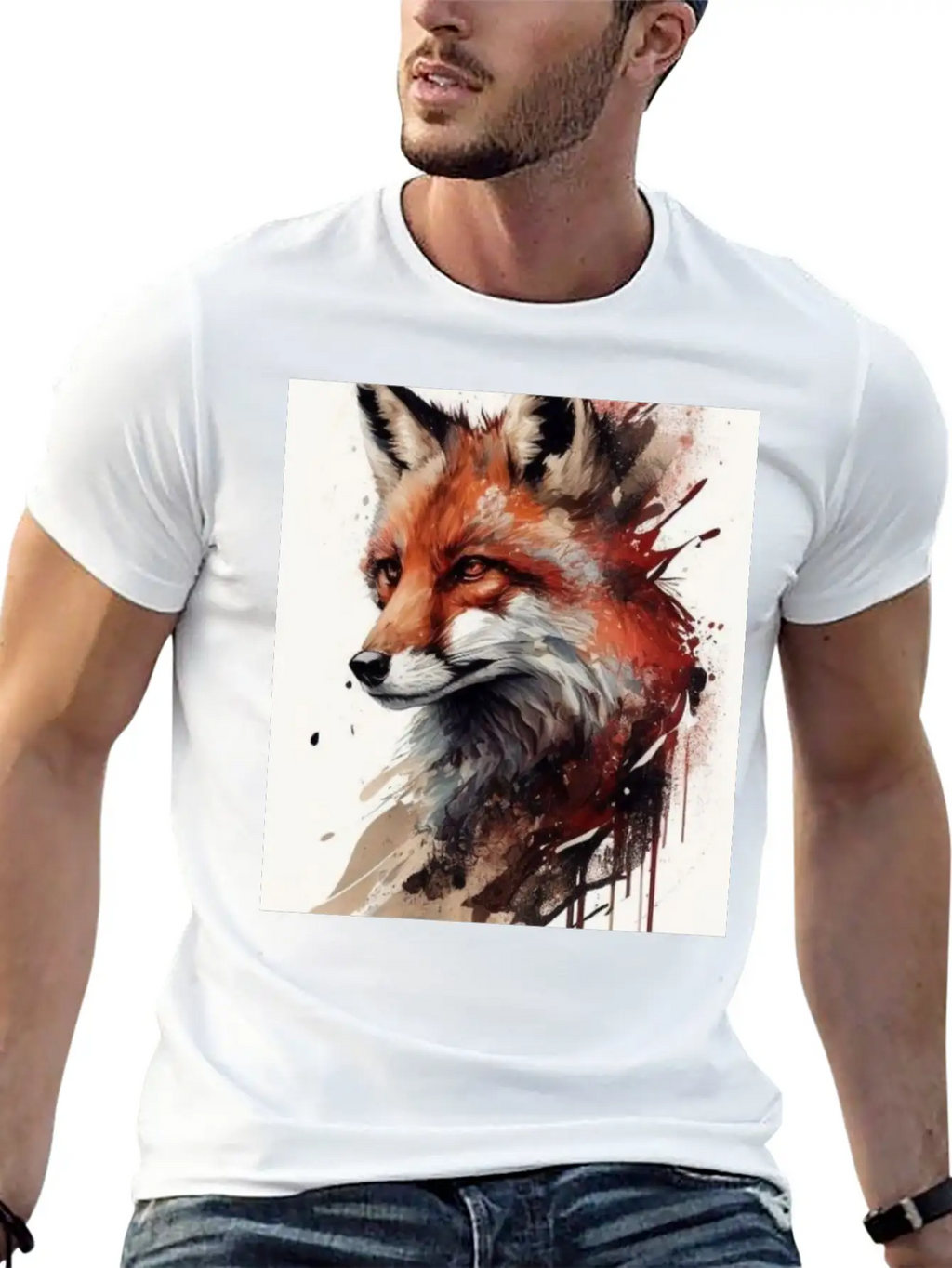 Digital Art Fox Stylish Everyday T-Shirt – Unisex Basic Cotton Tee