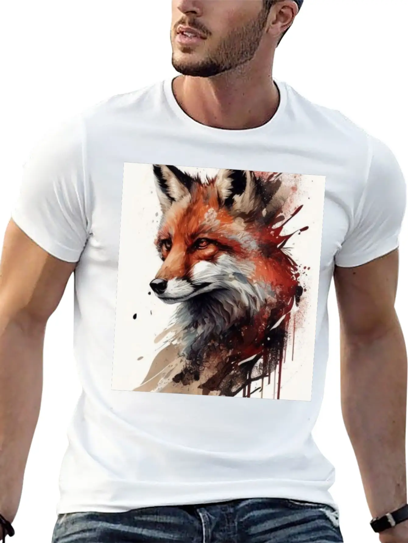 Digital Art Fox Stylish Everyday T-Shirt – Unisex Basic Cotton Tee