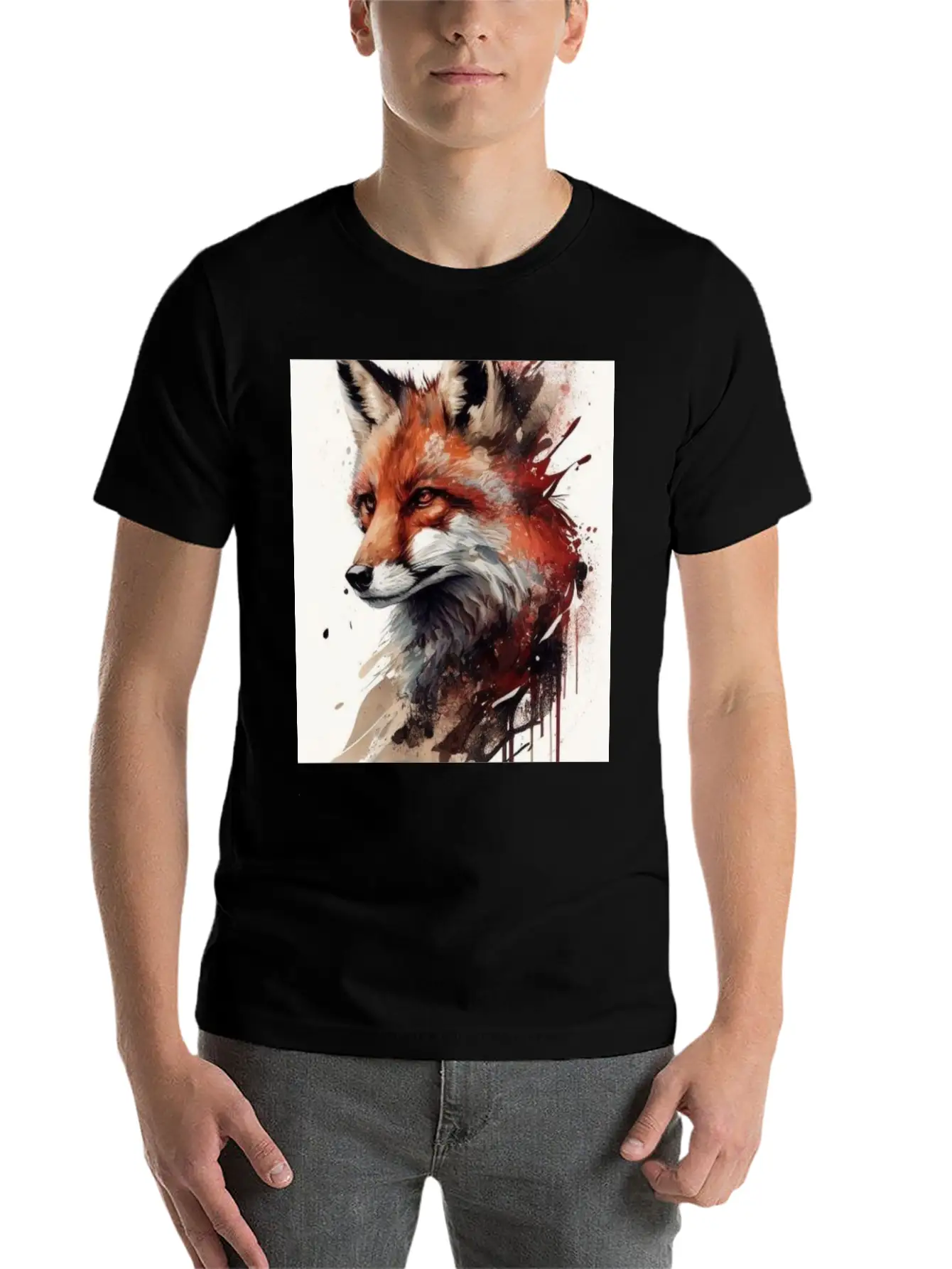 Digital Art Fox Stylish Everyday T-Shirt – Unisex Basic Cotton Tee