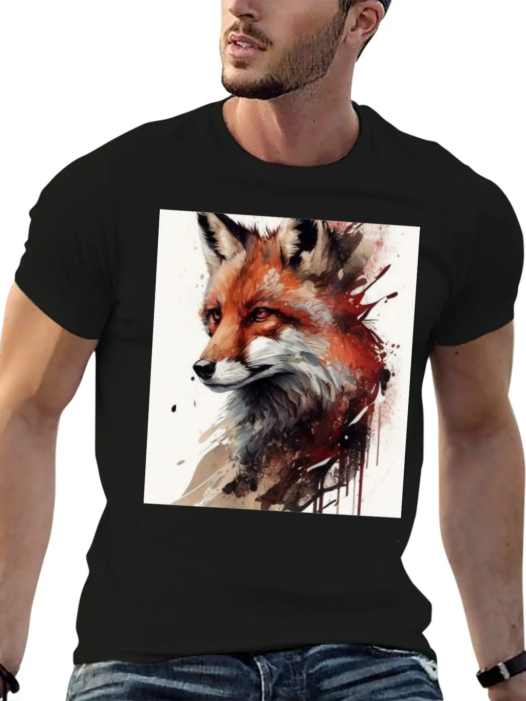 Digital Art Fox Stylish Everyday T-Shirt – Unisex Basic Cotton Tee