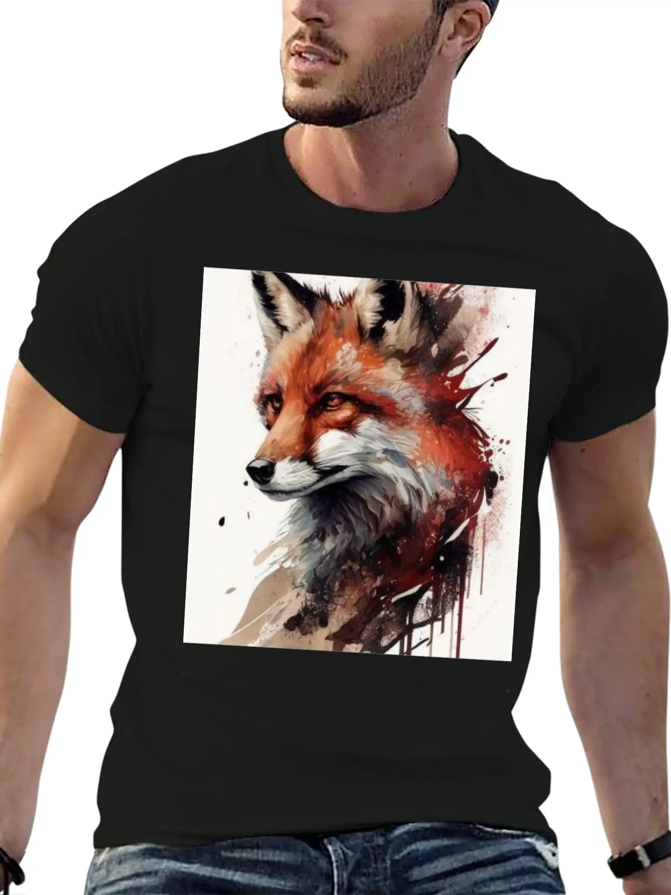 Digital Art Fox Stylish Everyday T-Shirt – Unisex Basic Cotton Tee