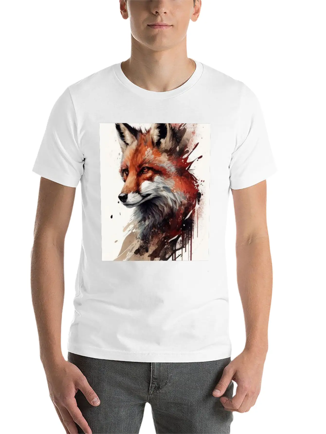Digital Art Fox Stylish Everyday T-Shirt – Unisex Basic Cotton Tee