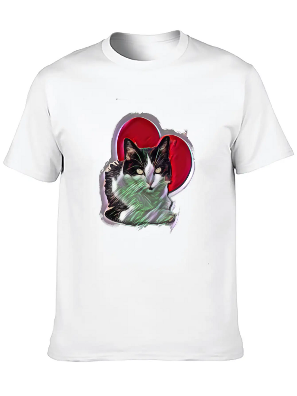 Digital Design Black White Cat Love Heart Unisex Casual T-Shirt – Clean Design For Daily Comfort