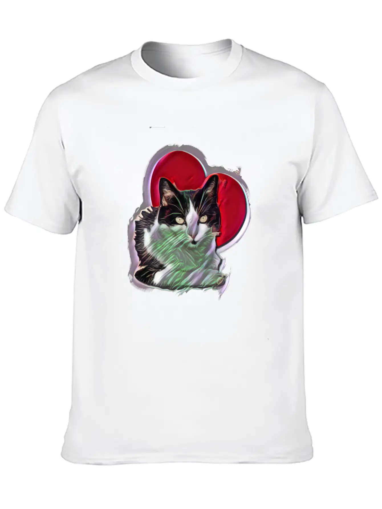 Digital Design Black White Cat Love Heart Unisex Casual T-Shirt – Clean Design For Daily Comfort