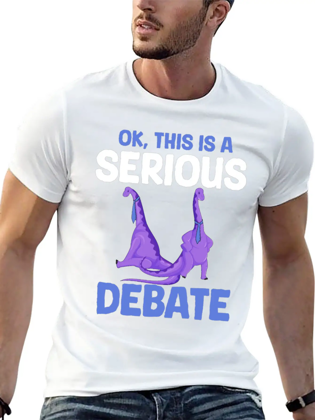 Dino Tie Business Meme Funny Saying Outfit Stylish Everyday T-Shirt – Unisex Basic Cotton Tee