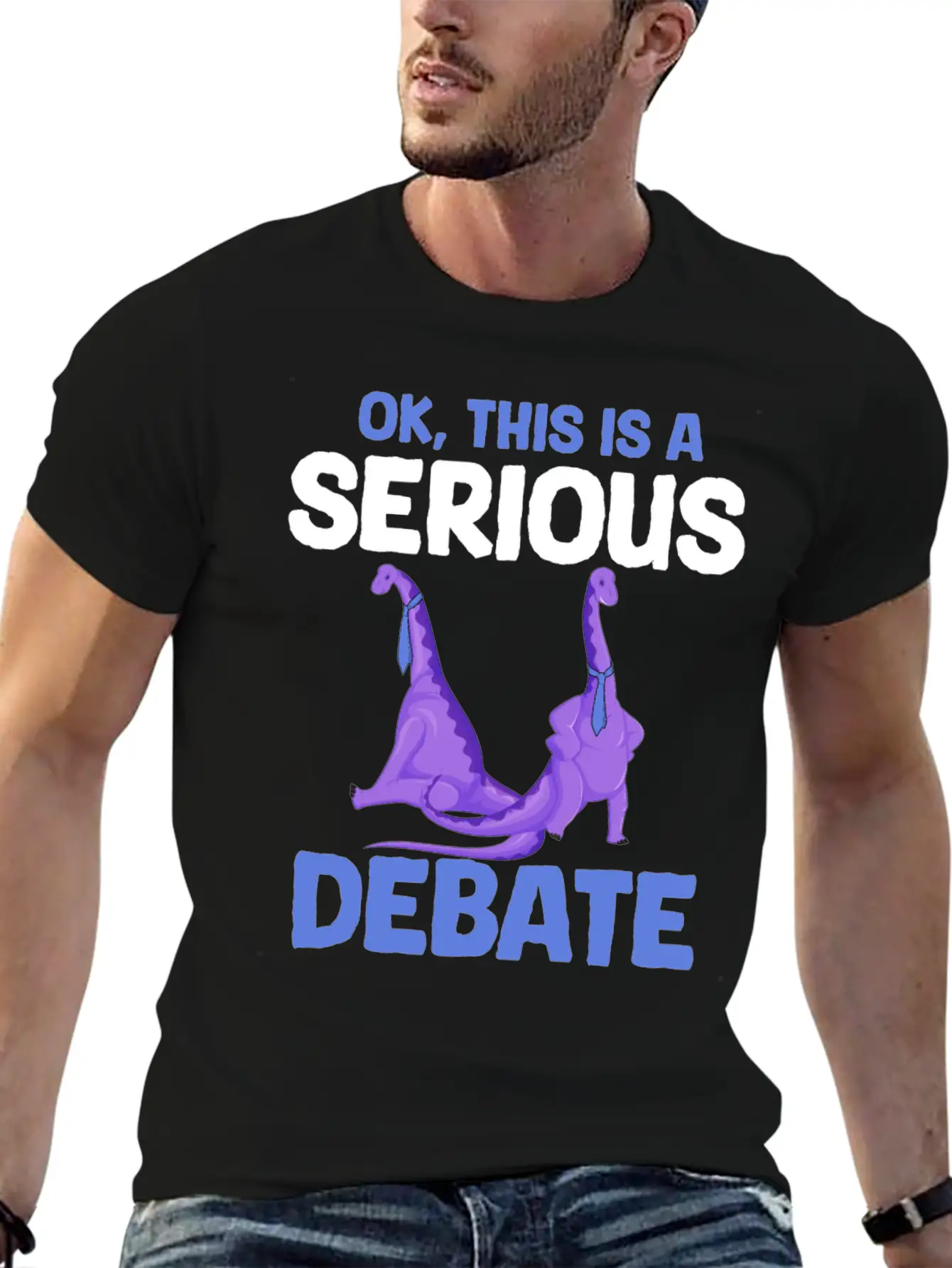 Dino Tie Business Meme Funny Saying Outfit Stylish Everyday T-Shirt – Unisex Basic Cotton Tee