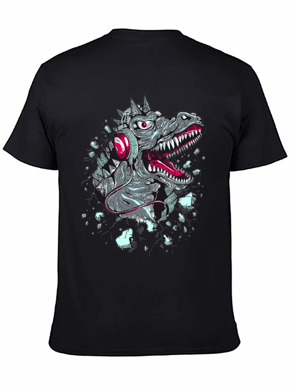 Dinosaur-reptile-music-headphones Stylish Everyday T-Shirt – Unisex Basic Cotton Tee
