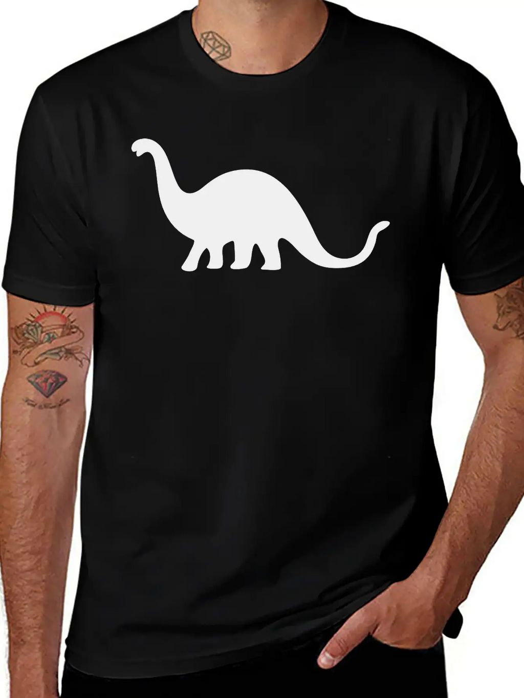 Dinosaur Vector Silhouette Essential Cotton Tee For Daily Outfits – Unisex Style