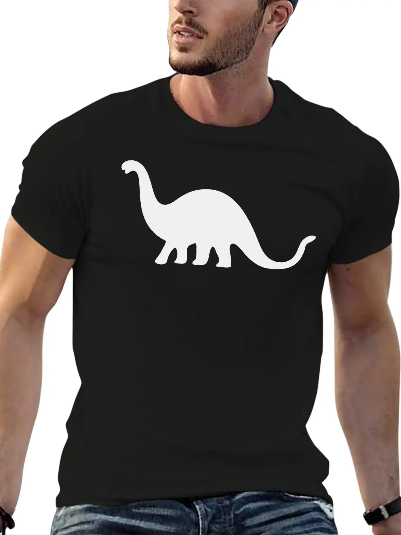 Dinosaur Vector Silhouette Essential Cotton Tee For Daily Outfits – Unisex Style