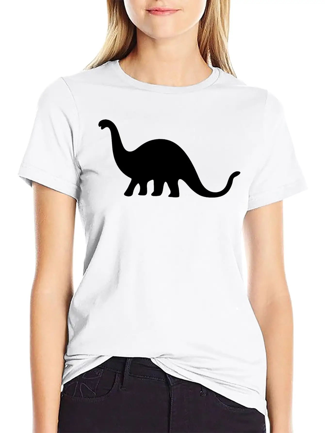 Dinosaur Vector Silhouette Essential Cotton Tee For Daily Outfits – Unisex Style
