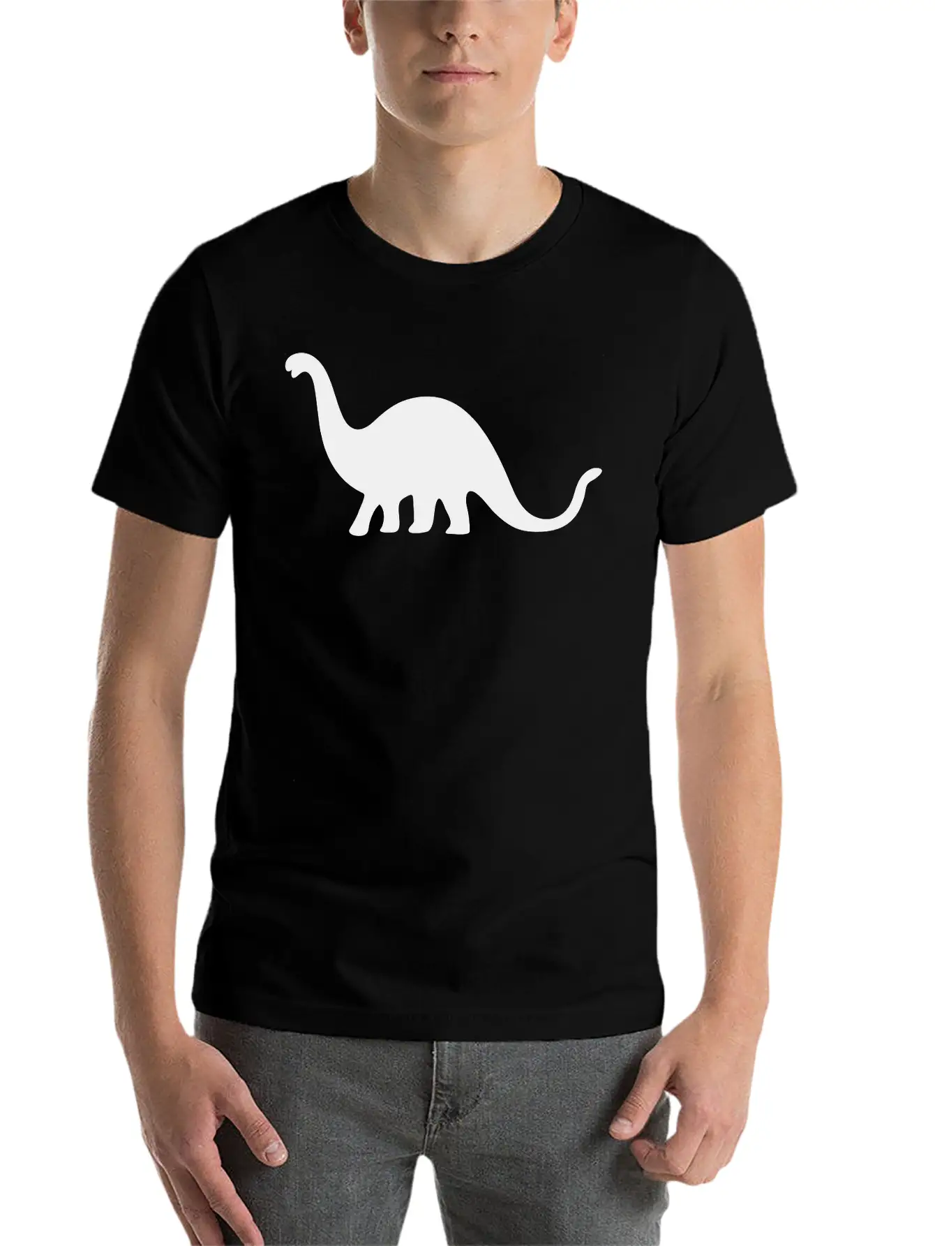 Dinosaur Vector Silhouette Essential Cotton Tee For Daily Outfits – Unisex Style