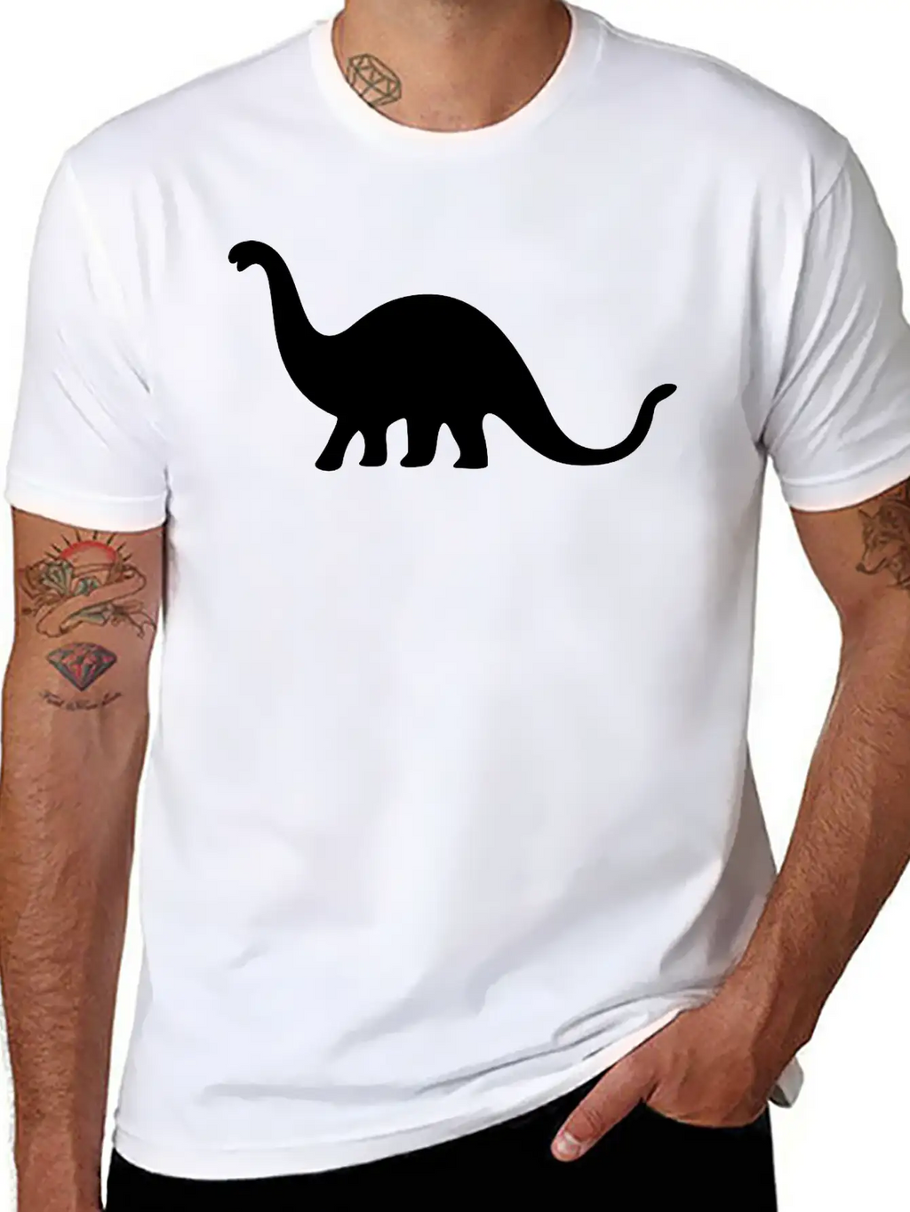 Dinosaur Vector Silhouette Essential Cotton Tee For Daily Outfits – Unisex Style