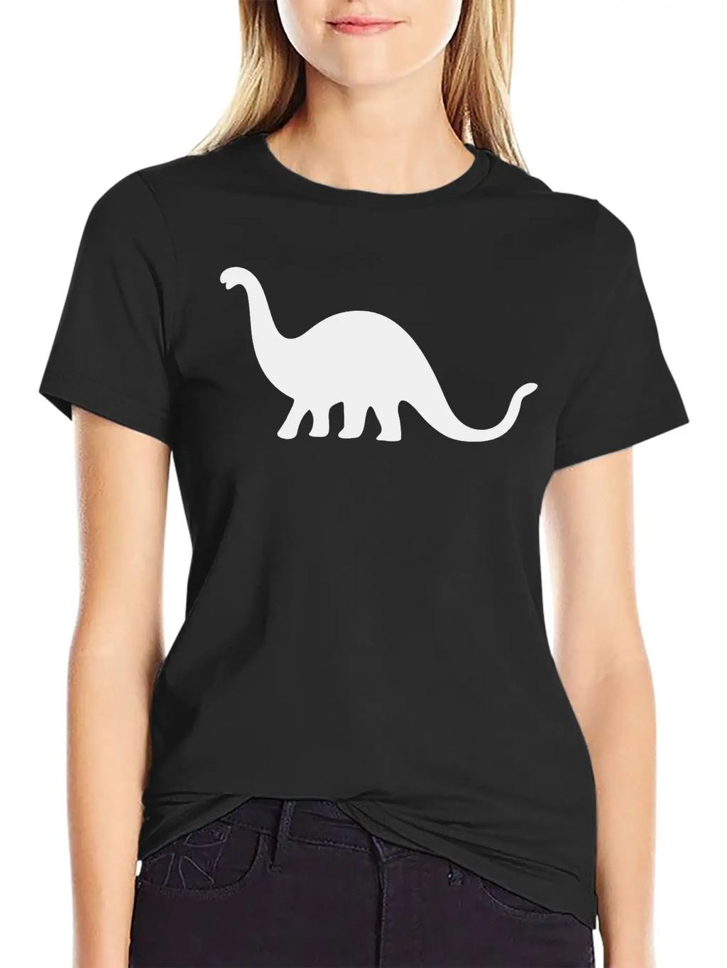 Dinosaur Vector Silhouette Essential Cotton Tee For Daily Outfits – Unisex Style