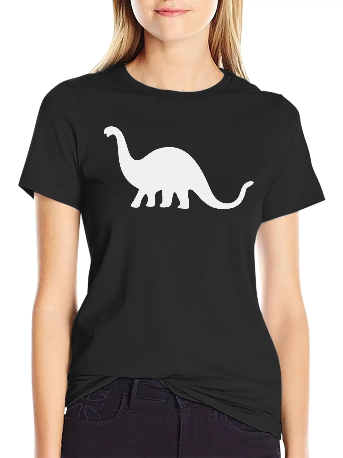 Dinosaur Vector Silhouette Essential Cotton Tee For Daily Outfits – Unisex Style