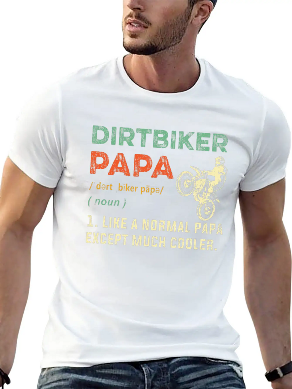 Dirt Biker Papa T Shirt Retro Dirt Biker Papa Defi Unisex Short Sleeve Soft Cotton T-Shirt – Casual Everyday Wear