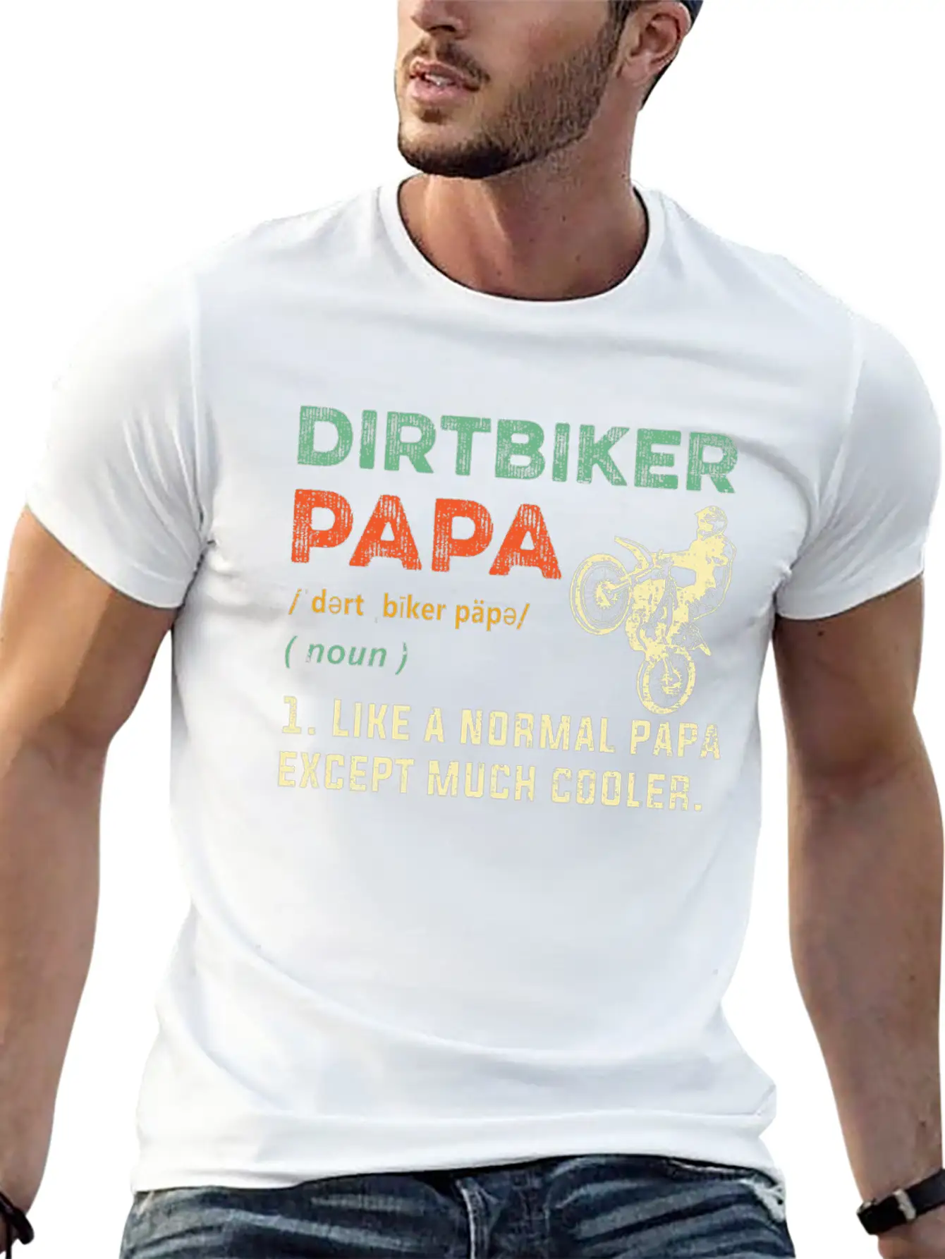 Dirt Biker Papa T Shirt Retro Dirt Biker Papa Defi Unisex Short Sleeve Soft Cotton T-Shirt – Casual Everyday Wear