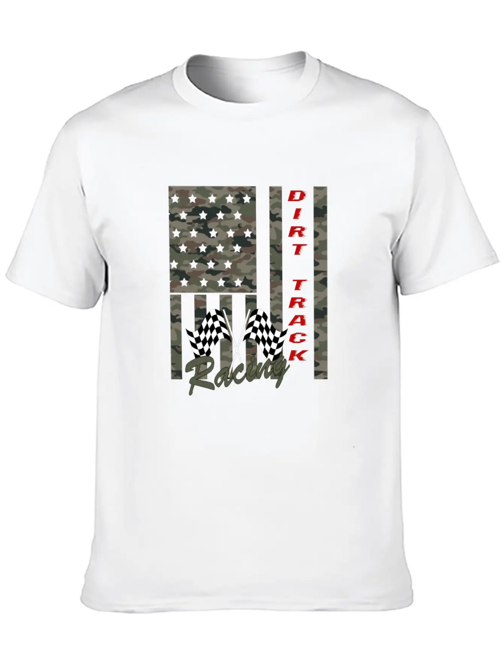 Dirt Track Racing American Flag Funny Mud Design Unisex Short Sleeve Soft Cotton T-Shirt – Casual Everyday Wear